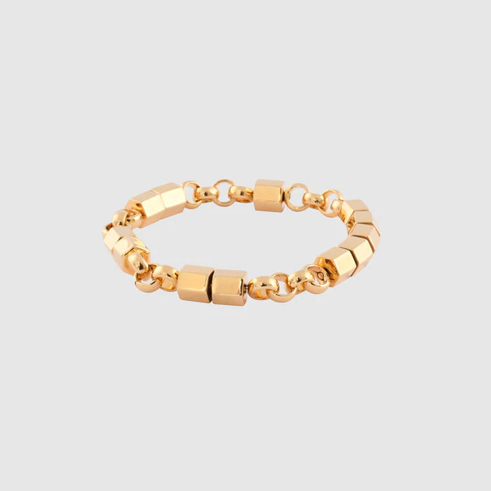 KM JEWELRY: PRISM STUD BEAD BRACELET / ANKLET GOLD