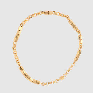 KM JEWELRY: PRISM STUD BEAD SHORT NECKLACE GOLD