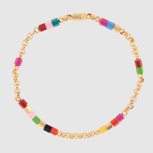 KM JEWELRY: PRISM STUD BEAD NECKLACE GOLD/ MULTI